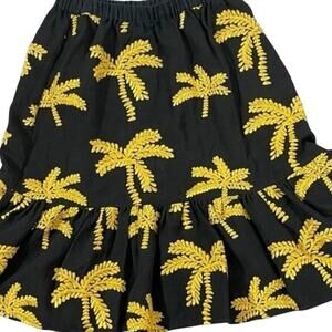Anthropologie Embroidered Palm Tree Skirt MIDI Black Mustard Gold XS PEPALOVES